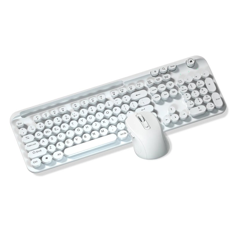 Bluejw Wireless Gaming Keyboard and Mouse Combo, Dual Mode 2.4G BT, Round Keycaps, Portable Mixed Color Set with U-Slot - Image 1